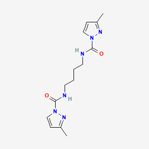 molecular formula C14H20N6O2 B8303694 1H-Pyrazole-1-carboxamide, N,N'-1,4-butanediylbis(3(or 5)-methyl- CAS No. 147160-52-9