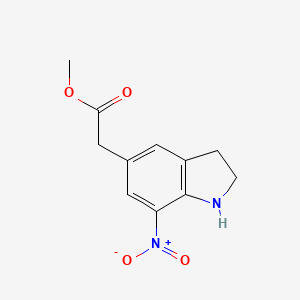 molecular formula C11H12N2O4 B8303754 7-Nitroindoline-5-acetic acid methyl ester 