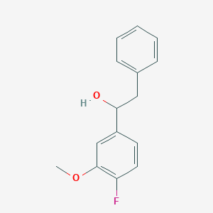molecular formula C15H15FO2 B8303764 1-(4-Fluoro-3-methoxyphenyl)-2-phenylethanol 