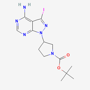 molecular formula C14H19IN6O2 B8303793 tert-Butyl 3-(4-amino-3-iodo-1H-pyrazolo[3,4-d]pyrimidin-1-yl)pyrrolidine-1-carboxylate 