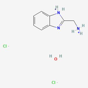 molecular formula C8H13Cl2N3O B8303797 1H-benzimidazol-1-ium-2-ylmethylazanium;dichloride;hydrate 
