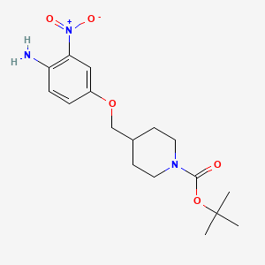 molecular formula C17H25N3O5 B8304180 Tert-butyl 4-((4-amino-3-nitrophenoxy)methyl)piperidine-1-carboxylate 