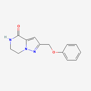 molecular formula C13H13N3O2 B8304226 2-(phenoxymethyl)-6,7-dihydropyrazolo[1,5-a]pyrazin-4(5H)-one 