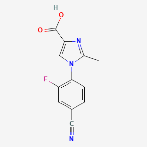 molecular formula C12H8FN3O2 B8304227 1-(4-Cyano-2-fluorophenyl)-2-methyl-1H-imidazole-4-carboxylic acid 