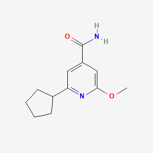 molecular formula C12H16N2O2 B8304275 2-Cyclopentyl-6-methoxy-isonicotinamide 