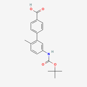 molecular formula C19H21NO4 B8304305 5'-tert-Butoxycarbonylamino-2'-methyl-biphenyl-4-carboxylic acid 