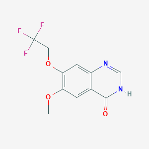 molecular formula C11H9F3N2O3 B8304389 6-Methoxy-7-(2,2,2-trifluoroethoxy)-3,4-dihydroquinazolin-4-one 