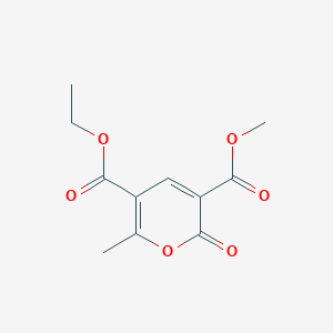 molecular formula C11H12O6 B8304464 3-(Methoxycarbonyl)-5-(ethoxycarbonyl)-6-methyl-2-pyrone 