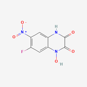 molecular formula C8H4FN3O5 B8304498 7-fluoro-1-hydroxy-6-nitroquinoxaline-2,3-(1H,4H)-dione 