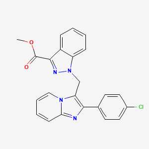 molecular formula C23H17ClN4O2 B8304551 Methyl 1-((2-(4-chlorophenyl)imidazo[1,2-a]pyridin-3-yl)methyl)-1H-indazole-3-carboxylate 