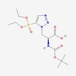 molecular formula C14H25N4O7P B8304569 (S)-2-((tert-Butoxycarbonyl)amino)-3-(5-(diethoxyphosphoryl)-1H-1,2,3-triazol-1-yl)propanoic acid 
