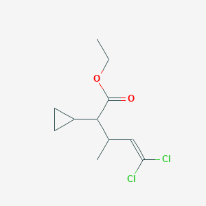 molecular formula C11H16Cl2O2 B8304712 Ethyl 5,5-dichloro-3-methyl-2-cyclopropyl-4-pentenoate 