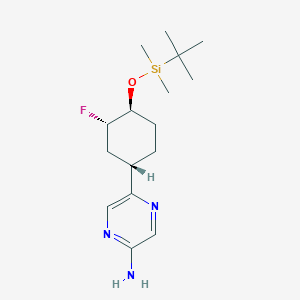 molecular formula C16H28FN3OSi B8304757 5-((1S,3S,4S)-4-((tert-butyldimethylsilyl)oxy)-3-fluorocyclohexyl)pyrazin-2-amine 