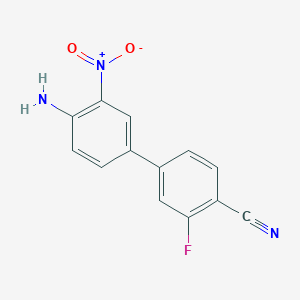 molecular formula C13H8FN3O2 B8304790 4'-Amino-3-fluoro-3'-nitro-[1,1'-biphenyl]-4-carbonitrile 