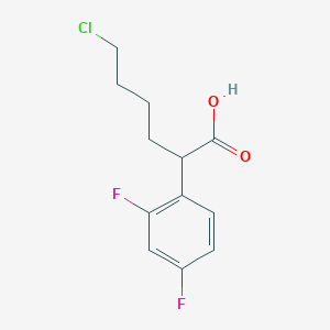 molecular formula C12H13ClF2O2 B8304847 6-Chloro-2-(2,4-difluorophenyl)hexanoic acid 