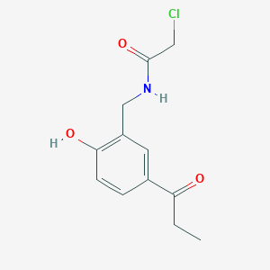 molecular formula C12H14ClNO3 B8304876 3'-Chloroacetamidomethyl-4'-hydroxypropiophenone 