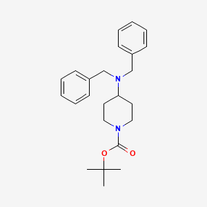 molecular formula C24H32N2O2 B8304895 1,1-Dimethylethyl 4-[bis(phenylmethyl)amino]-1-piperidinecarboxylate 