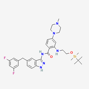 molecular formula C34H44F2N6O2Si B8304900 2-[(2-{[tert-butyl(dimethyl)silyl]oxy}ethyl)amino]-N-[5-(3,5-difluorobenzyl)-1H-indazol-3-yl]-4-(4-methylpiperazin-1-yl)benzamide 