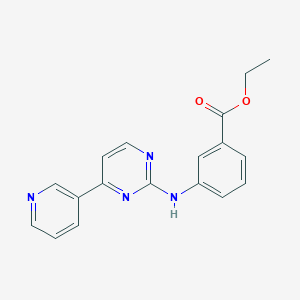 molecular formula C18H16N4O2 B8305036 3-[[4-(3-Pyridinyl)-2-pyrimidinyl]amino]-benzoic acid ethyl ester 
