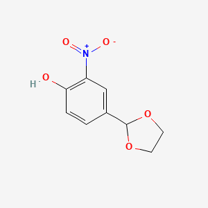 molecular formula C9H9NO5 B8305049 4-[1,3]Dioxolan-2-yl-2-nitro-phenol 