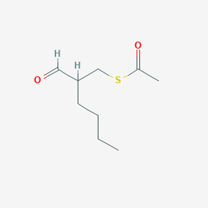 molecular formula C9H16O2S B8305081 2-(Acetylthiomethyl)hexanal 
