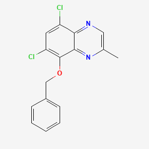 molecular formula C16H12Cl2N2O B8305086 8-Benzyloxy-5,7-dichloro-2-methylquinoxaline 