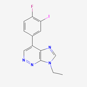 molecular formula C13H10FIN4 B8305230 7-ethyl-4-(4-fluoro-3-iodophenyl)-7H-imidazo[4,5-c]pyridazine 