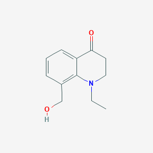 molecular formula C12H15NO2 B8305240 8-Hydroxymethyl-1-ethyl-4-oxo-1,2,3,4-tetrahydroquinoline 