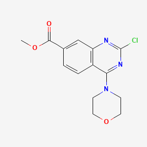 molecular formula C14H14ClN3O3 B8305252 Methyl 2-chloro-4-morpholino-quinazoline-7-carboxylate 