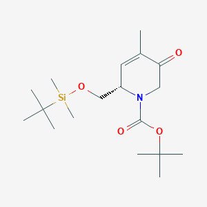 molecular formula C18H33NO4Si B8305277 (S)-tert-Butyl 2-(((tert-butyldimethylsilyl)oxy)methyl)-4-methyl-5-oxo-5,6-dihydropyridine-1(2H)-carboxylate 