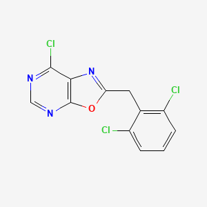 molecular formula C12H6Cl3N3O B8305281 7-Chloro-2-(2,6-dichlorobenzyl)oxazolo[5,4-d]pyrimidine 