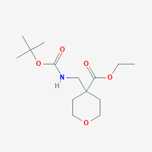 molecular formula C14H25NO5 B8305302 ethyl 4-(((tert-butoxycarbonyl)amino)methyl)tetrahydro-2H-pyran-4-carboxylate 