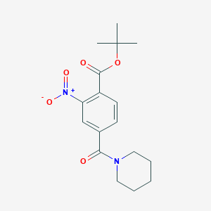 molecular formula C17H22N2O5 B8305371 2-Nitro-4-(piperidine-1-carbonyl)-benzoic acid tert-butyl ester 