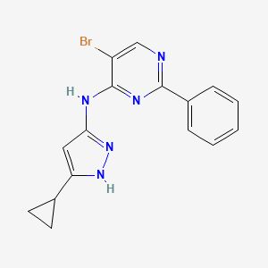 molecular formula C16H14BrN5 B8305412 5-bromo-N-(5-cyclopropyl-2H-pyrazol-3-yl)-2-phenyl-pyrimidin-4-amine 