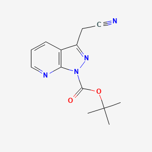 molecular formula C13H14N4O2 B8305419 tert-Butyl 3-(cyanomethyl)-1H-pyrazolo[3,4-b]pyridine-1-carboxylate 