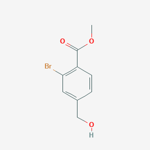 molecular formula C9H9BrO3 B8305737 2-Bromo-4-hydroxymethyl-benzoic acid methyl ester 