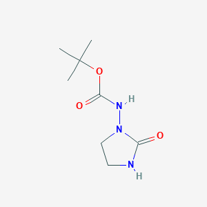 molecular formula C8H15N3O3 B8305920 1-[(t-Butoxycarbonyl)amino]-2-imidazolidinone 