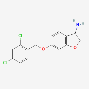 molecular formula C15H13Cl2NO2 B8305935 6-((2,4-Dichlorobenzyl)oxy)-2,3-dihydro-1-benzofuran-3-amine 