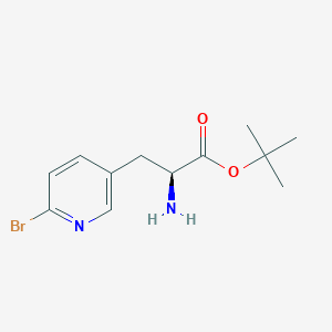 molecular formula C12H17BrN2O2 B8305974 (S)-tert-Butyl 2-amino-3-(6-bromopyridin-3-yl)propanoate 