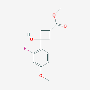 molecular formula C13H15FO4 B8306004 Methyl 3-(2-fluoro-4-methoxyphenyl)-3-hydroxycyclobutanecarboxylate 