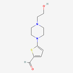 molecular formula C11H16N2O2S B8306022 5-[4-(2-Hydroxy-ethyl)-piperazin-1-yl]-thiophene-2-carbaldehyde 