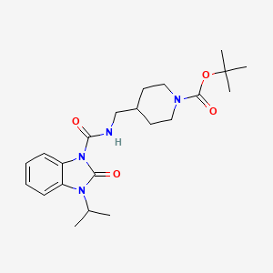 molecular formula C22H32N4O4 B8306051 tert-Butyl 4-({[(3-isopropyl-2-oxo-2,3-dihydro-1H-benzimidazol-1-yl)carbonyl]amino}methyl)piperidine-1-carboxylate 