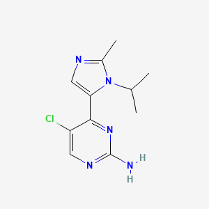 molecular formula C11H14ClN5 B8306181 2-Amino-5-chloro-4-(1-isopropyl-2-methyl-1H-imidazol-5-yl)pyrimidine 