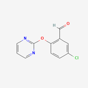 molecular formula C11H7ClN2O2 B8306246 5-Chloro-2-(pyrimidin-2-yloxy)-benzaldehyde 