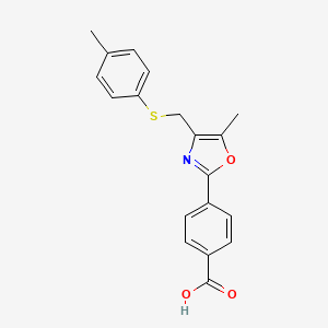 molecular formula C19H17NO3S B8306496 4-(5-Methyl-4-(p-tolylthiomethyl)oxazol-2-yl)benzoic acid 