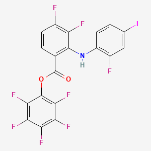 molecular formula C19H6F8INO2 B8306554 Perfluorophenyl 3,4-difluoro-2-((2-fluoro-4-iodophenyl)amino)benzoate 