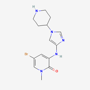 molecular formula C14H18BrN5O B8306612 5-Bromo-1-methyl-3-(1-(piperidin-4-yl)-1H-imidazol-4-ylamino)pyridin-2(1H)-one 