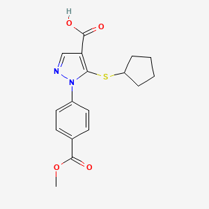 5-(cyclopentylthio)-1-(4-(methoxycarbonyl)phenyl)-1H-pyrazole-4-carboxylic acid