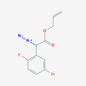 molecular formula C11H8BrFN2O2 B8306645 (5-Bromo-2-fluoro-phenyl)-diazo-acetic acid allyl ester 