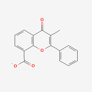 molecular formula C17H11O4- B8306723 3-Methyl-4-oxo-2-phenylchromene-8-carboxylate 